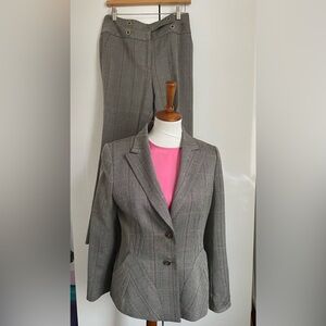 Vintage ESCADA Gray herringbone Blazer and Pants Set